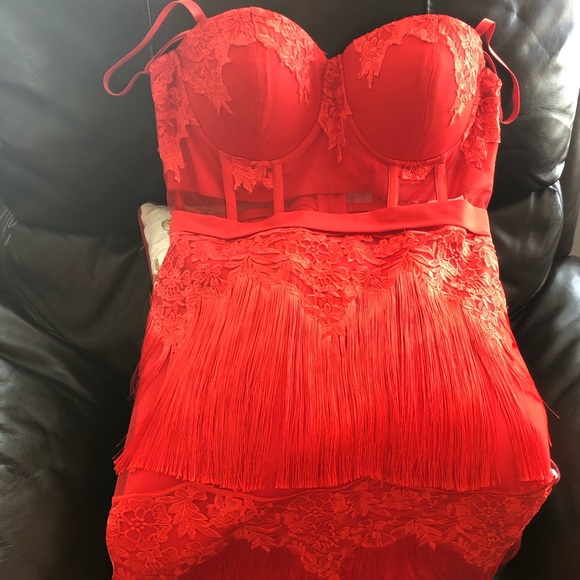 red fringe mini dress